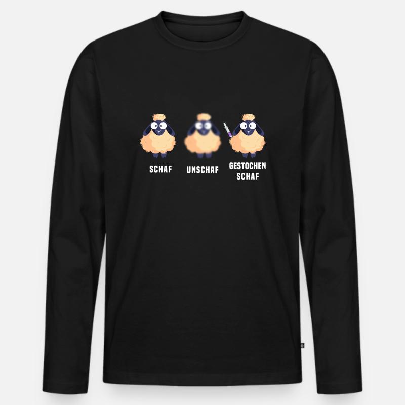 Schaf Unschaf Gestochen Schaf - Männer Premium Bio Langarmshirt - Schwarz