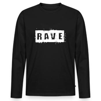 rave - Men's Premium Organic Long Sleeve Shirt - black - Front - Nico (187cm)
