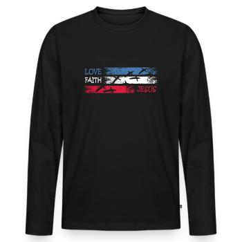 faith jesus pray christ kirche - Männer Premium Bio Langarmshirt - Schwarz - Vorne - Nico (187cm)