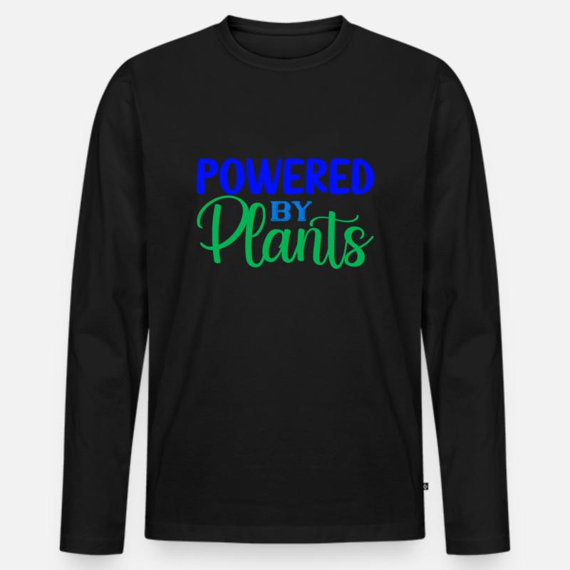 Powered by Plants - Männer Premium Bio Langarmshirt - Schwarz