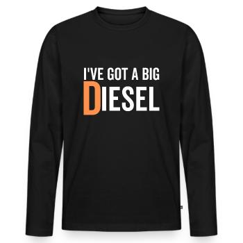 Ich habe einen großen Diesel - Männer Premium Bio Langarmshirt - Schwarz - Vorne - Nico (187cm)