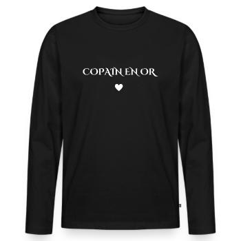 copain en or - T-shirt manches longues Premium bio Homme - noir - Devant - Nico (187cm)
