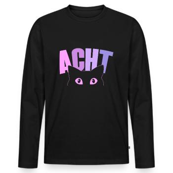 8th birthday girl 8 years old kitten cat - Men's Premium Organic Long Sleeve Shirt - black - Front - Nico (187cm)