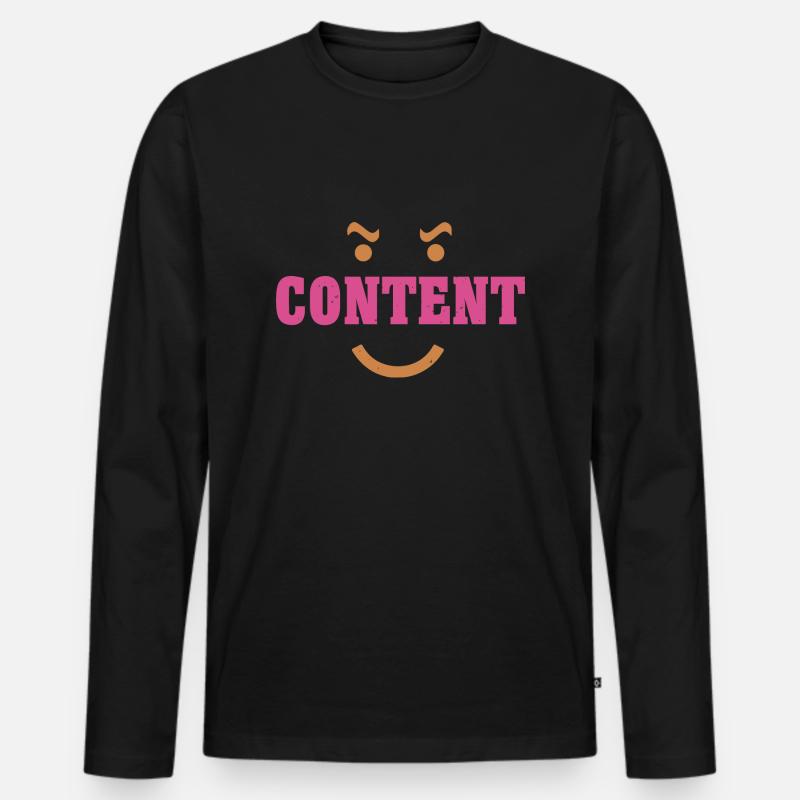 ZUFRIEDENES LÄCHELN - Männer Premium Bio Langarmshirt - Schwarz
