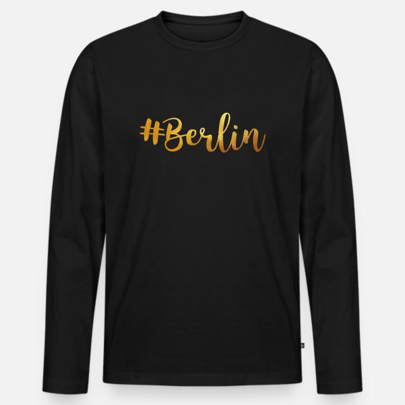 Berlin Vibes - Männer Premium Bio Langarmshirt - Schwarz