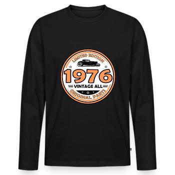 vintage 1976 - T-shirt manches longues Premium bio Homme - noir - Devant - Nico (187cm)