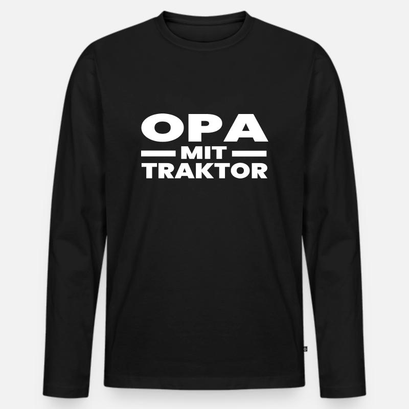 Traktor - Männer Premium Bio Langarmshirt - Schwarz