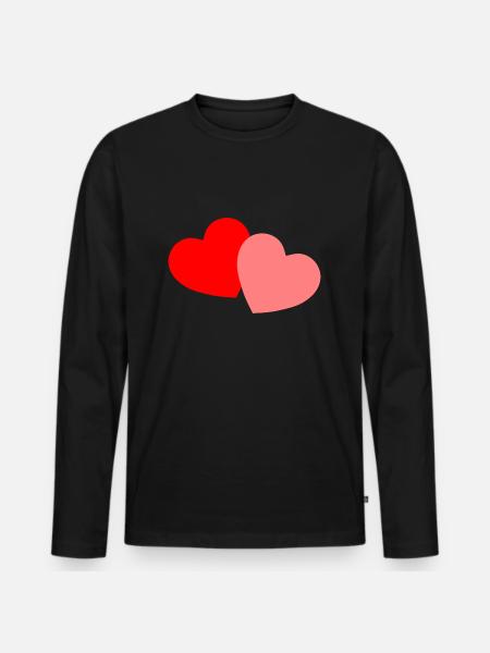 2 Hearts - red and pink - Men's Premium Organic Long Sleeve Shirt - black