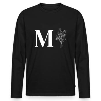 Minimalist flowers - Men's Premium Organic Long Sleeve Shirt - black - Front - Nico (187cm)
