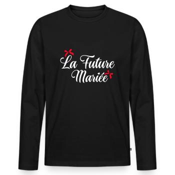 La future mariée noeud - T-shirt manches longues Premium bio Homme - noir - Devant - Nico (187cm)