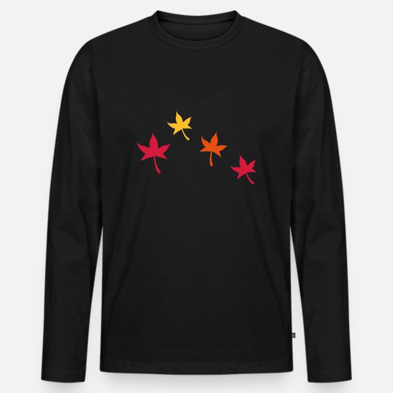 Herbstliche Blätter - Männer Premium Bio Langarmshirt - Schwarz