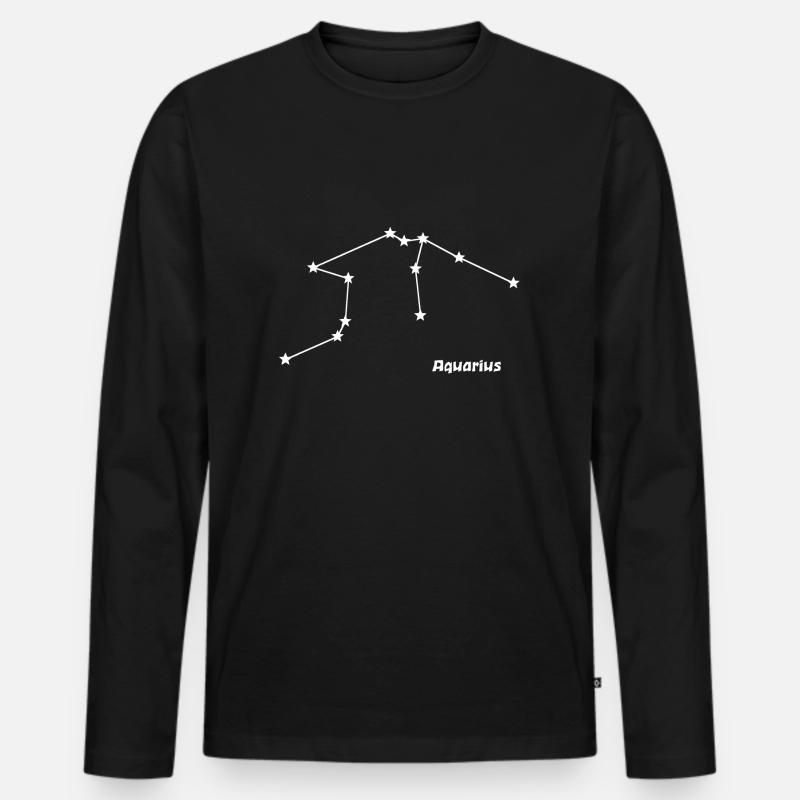 Zodiac Aquarius - Männer Premium Bio Langarmshirt - Schwarz