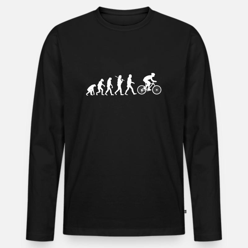 Evolution Fahrrad Sport Darwin Humor Geschenk - Männer Premium Bio Langarmshirt - Schwarz