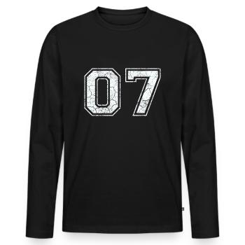 07 dans blanc in Used Look - T-shirt manches longues Premium bio Homme - noir - Devant - Nico (187cm)