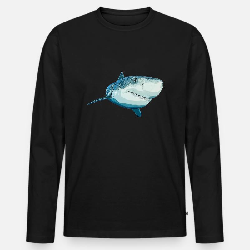 Tigerhai - Männer Premium Bio Langarmshirt - Schwarz