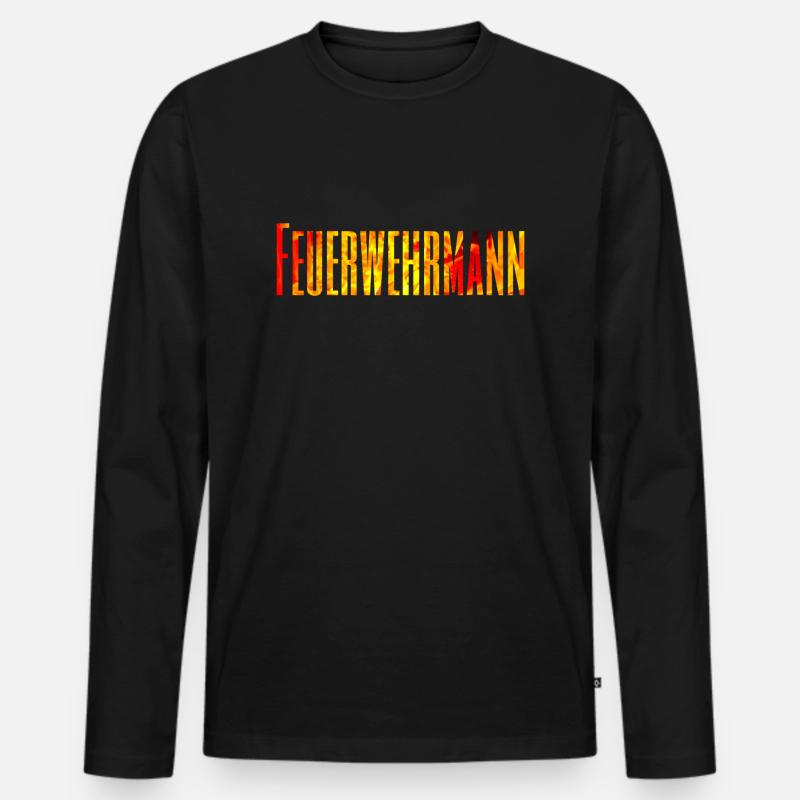 Feuerwehrmann - Beruf - Feuerwehr - Männer Premium Bio Langarmshirt - Schwarz