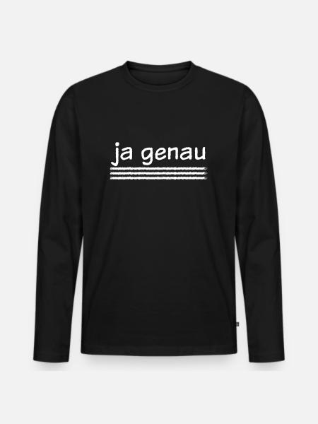 ja genau (white) - Männer Premium Bio Langarmshirt - Schwarz