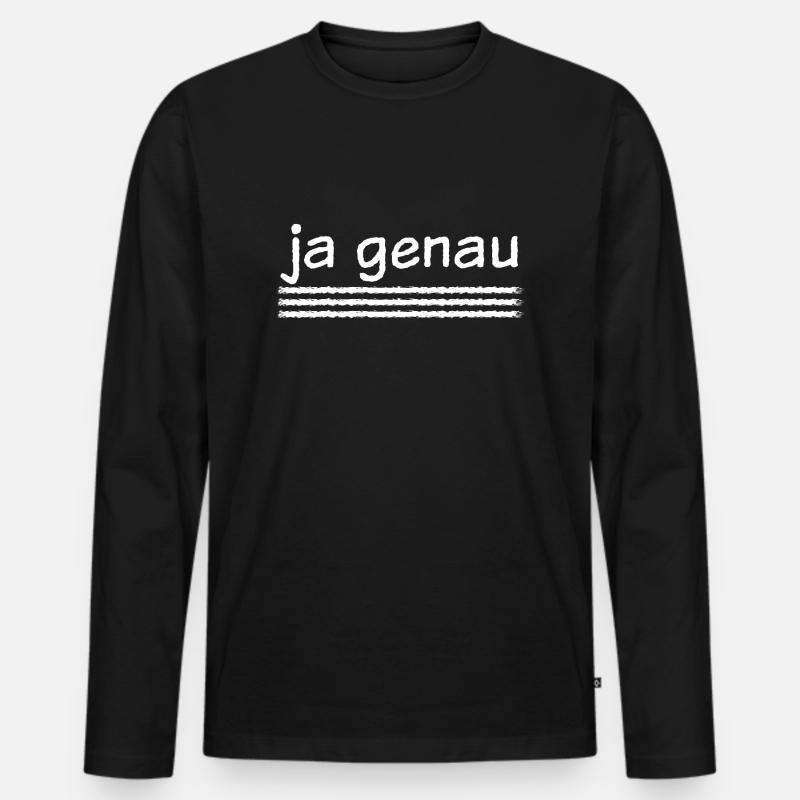 ja genau (white) - Männer Premium Bio Langarmshirt - Schwarz