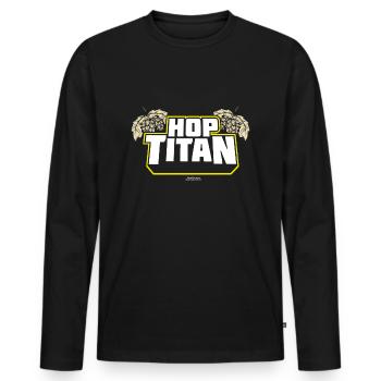 Craft Beer T Shirt Hop Titan - das Original - Männer Premium Bio Langarmshirt - Schwarz - Vorne - Nico (187cm)