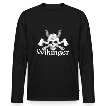 Wikinger Äxte Wikingerhelm Totenkopf - Männer Premium Bio Langarmshirt - Schwarz - Vorne - Nico (187cm)