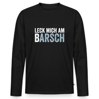 Leck mich am Barsch Lustiger Angler Spruch - Männer Premium Bio Langarmshirt - Schwarz - Vorne - Nico (187cm)