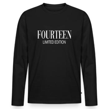 14 ans adolescent 14 ans - T-shirt manches longues Premium bio Homme - noir - Devant - Nico (187cm)