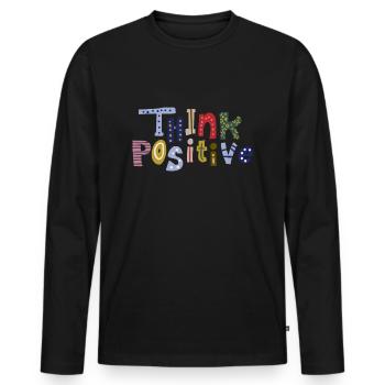 Pensez positif - T-shirt manches longues Premium bio Homme - noir - Devant - Nico (187cm)