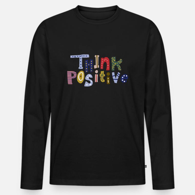 Positiv denken - Männer Premium Bio Langarmshirt - Schwarz