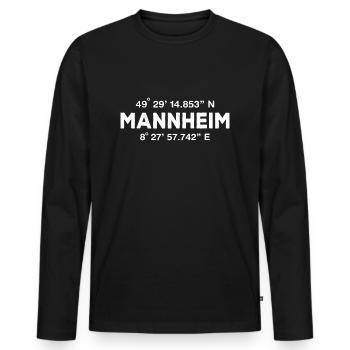 Mannheim Monnem - Männer Premium Bio Langarmshirt - Schwarz - Vorne - Nico (187cm)