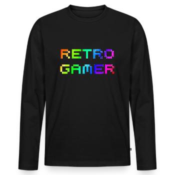 Retro Gamer | Videospiel | Gamer | Nerd - Männer Premium Bio Langarmshirt - Schwarz - Vorne - Nico (187cm)