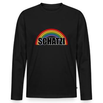 Regenbogen Schatzi - Männer Premium Bio Langarmshirt - Schwarz - Vorne - Nico (187cm)