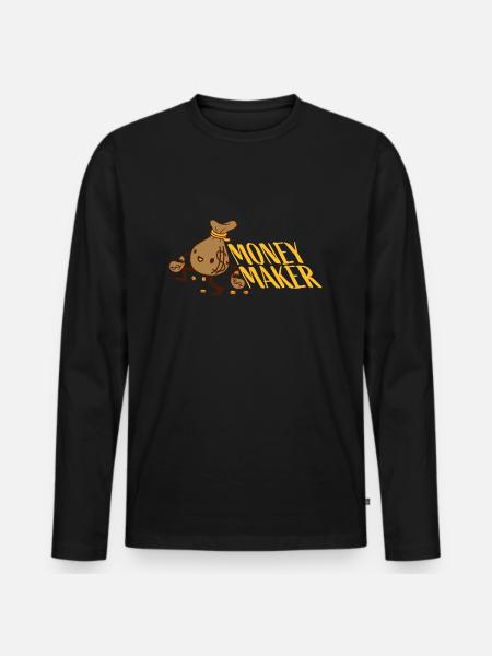 Money Maker happy money bag - Men's Premium Organic Long Sleeve Shirt - black