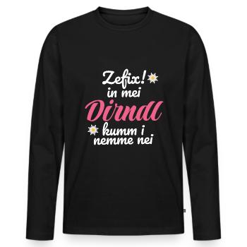 In Mei Dirndl Kumm I Nimma Nei | - Männer Premium Bio Langarmshirt - Schwarz - Vorne - Nico (187cm)
