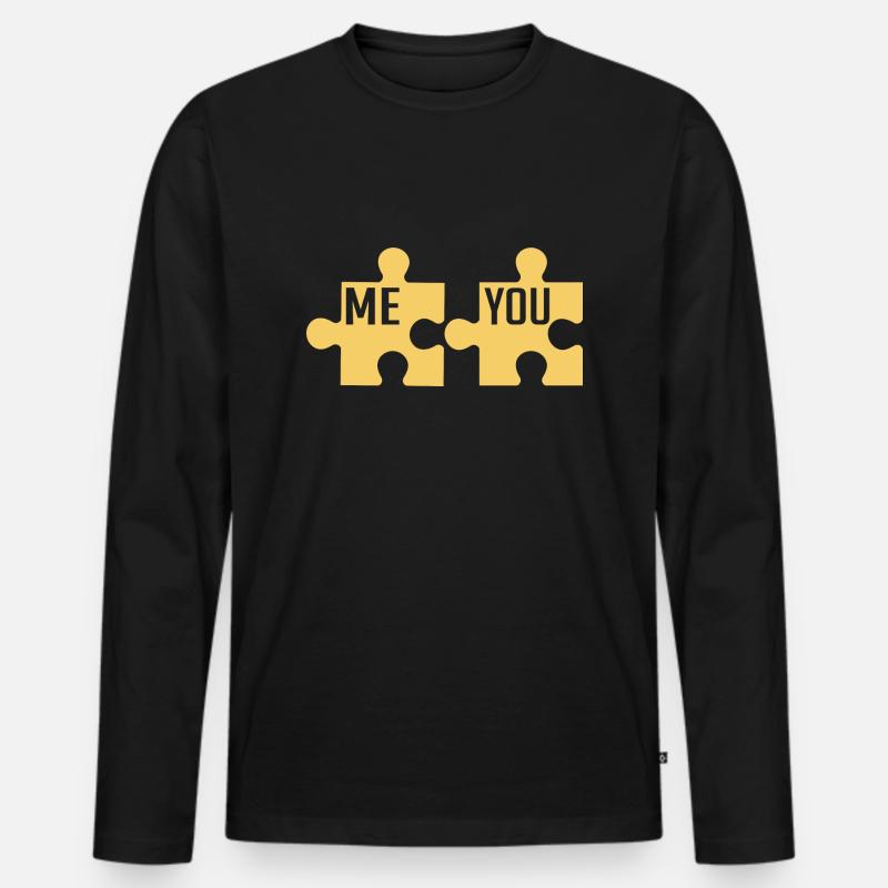 ICH DU | PUZZLE | PAAR - Männer Premium Bio Langarmshirt - Schwarz