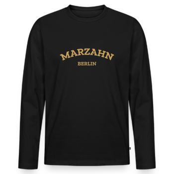 Berlin - Marzahn - Berlinerin - Berliner Bär - Männer Premium Bio Langarmshirt - Schwarz - Vorne - Nico (187cm)