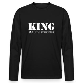 King everything saying white - Men's Premium Organic Long Sleeve Shirt - black - Front - Nico (187cm)