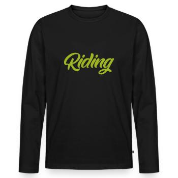Équitation - Équitation - Cheval - Chevaux - Slogan - Dire - T-shirt manches longues Premium bio Homme - noir - Devant - Nico (187cm)