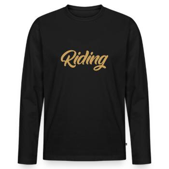 Équitation - Équitation - Cheval - Chevaux - Slogan - Dire - T-shirt manches longues Premium bio Homme - noir - Devant - Nico (187cm)