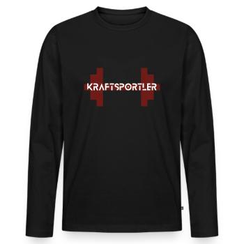 Kraftsportler - Männer Premium Bio Langarmshirt - Schwarz - Vorne - Nico (187cm)