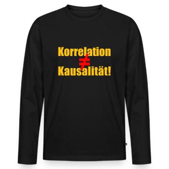 Korrelation ≠ Kausalität - Männer Premium Bio Langarmshirt - Schwarz - Vorne - Nico (187cm)