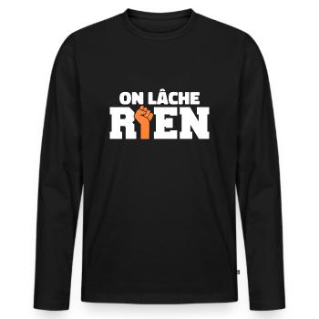 On Lâche Rien - T-shirt manches longues Premium bio Homme - noir - Devant - Nico (187cm)