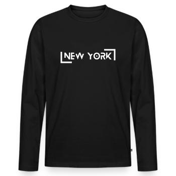 New York - T-shirt manches longues Premium bio Homme - noir - Devant - Nico (187cm)