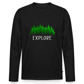 Forest Nature Saying Gift Idea - Men's Premium Organic Long Sleeve Shirt - black - Front - Nico (187cm)