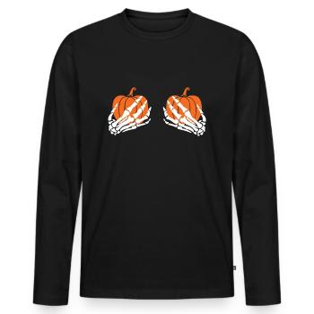 halloween - Männer Premium Bio Langarmshirt - Schwarz - Vorne - Nico (187cm)
