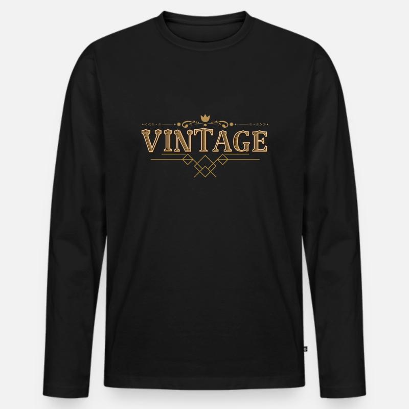 Weinlese - Männer Premium Bio Langarmshirt - Schwarz