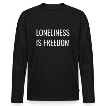 La solitude, c’est la liberté - T-shirt manches longues Premium bio Homme - noir - Devant - Nico (187cm)