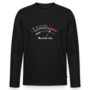 Decibelvibe - Derivate - VU Meter White - Männer Premium Bio Langarmshirt - Schwarz - Vorne - Nico (187cm)