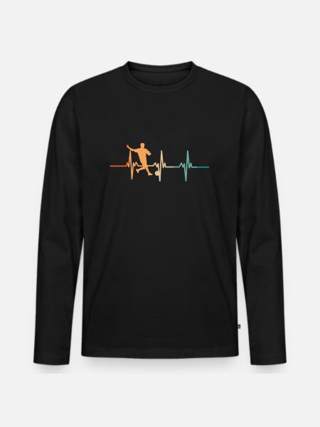 Fußball-Herzschlag - Männer Premium Bio Langarmshirt - Schwarz