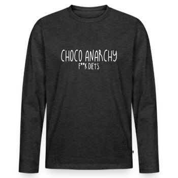CHOCO ANARCHY, F**K DIETS - Men's Premium Organic Long Sleeve Shirt - heather anthracite - Front - Nico (187cm)
