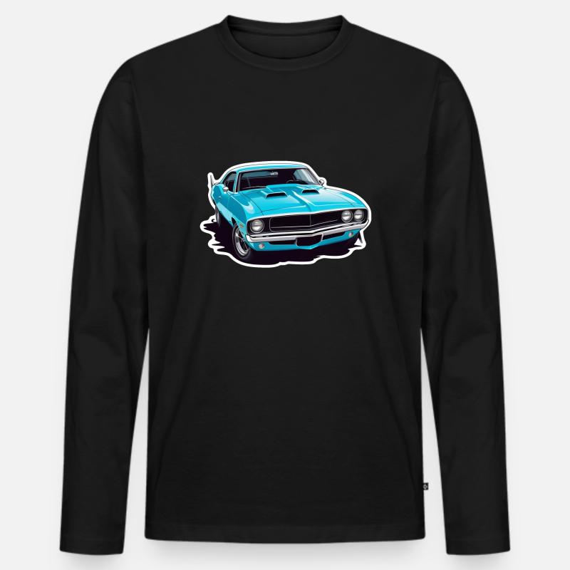 Oldtimer Sonnenuntergang - Männer Premium Bio Langarmshirt - Schwarz